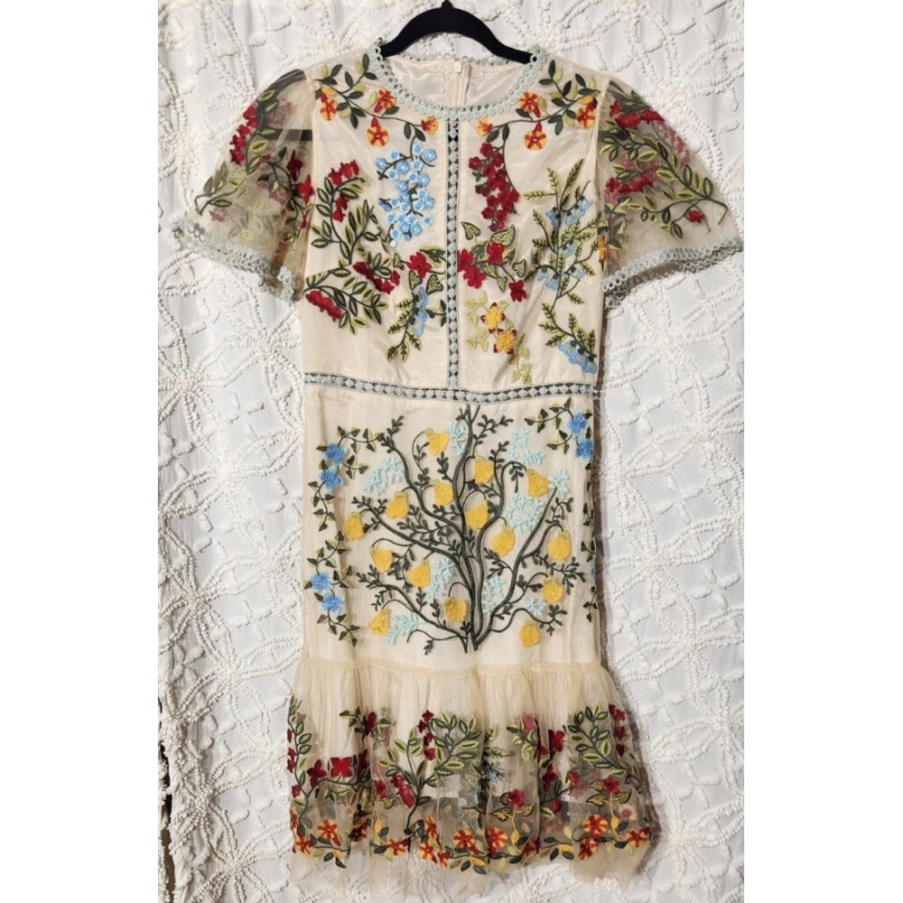 BURRYCO Cream Sheath Midi Dress with Flutter Sleeves